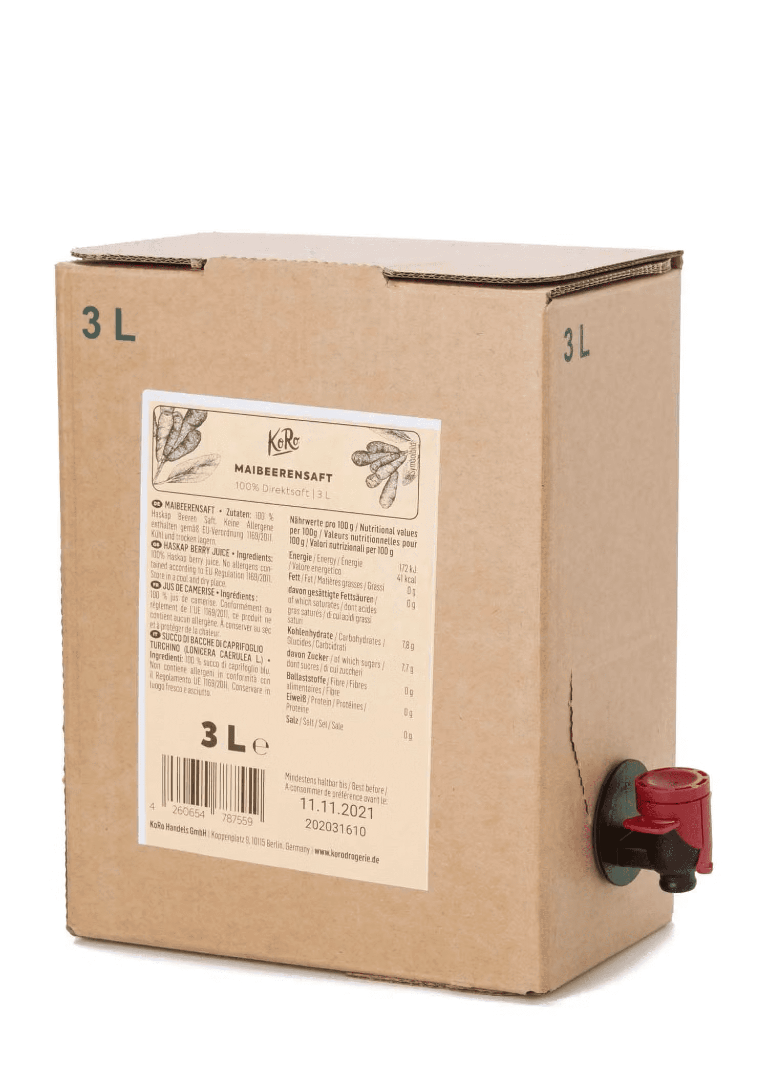 Honningbærsaft 3 l Bag-in-Box