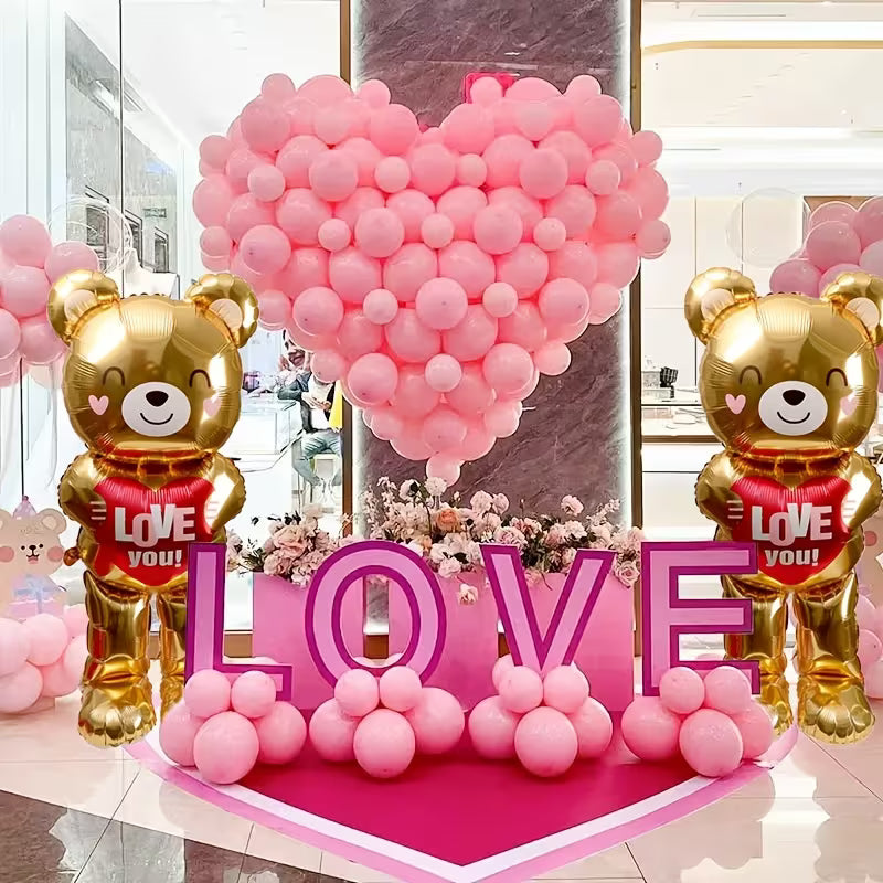 Romantiske Metalbjørne balloner med Hjerter – Perfekt Gave og Dekoration
