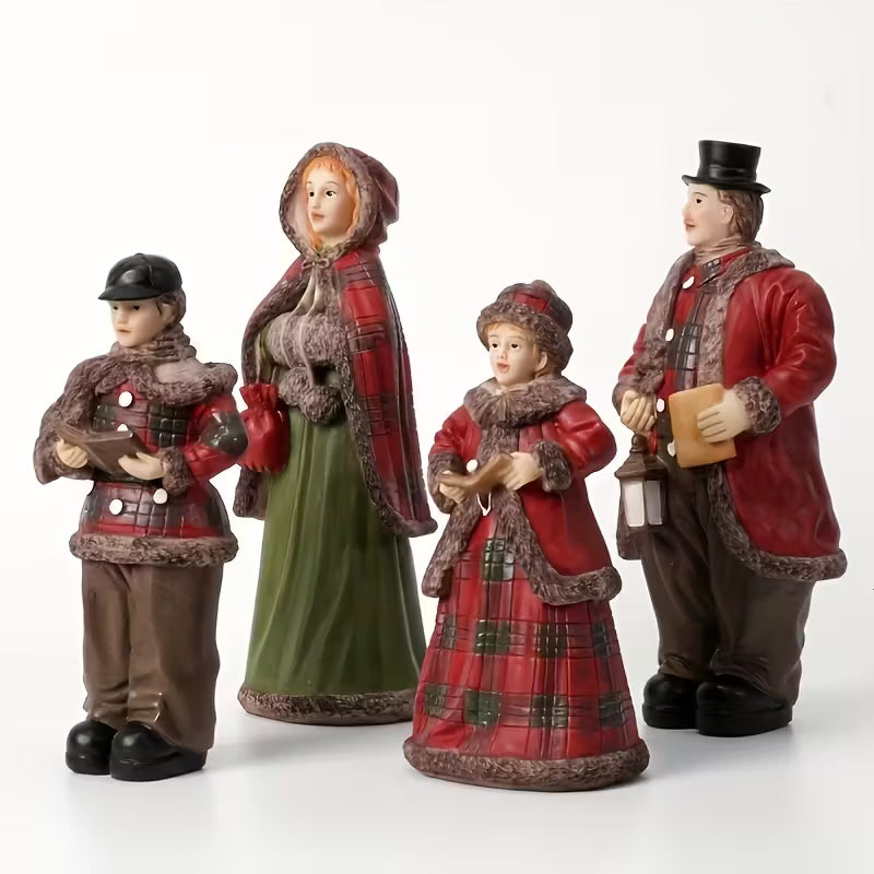 4 Viktorianske Håndmalede Julekrydder-Figurer