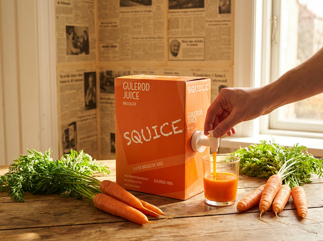 Økologisk presset gulerod og citron juice
