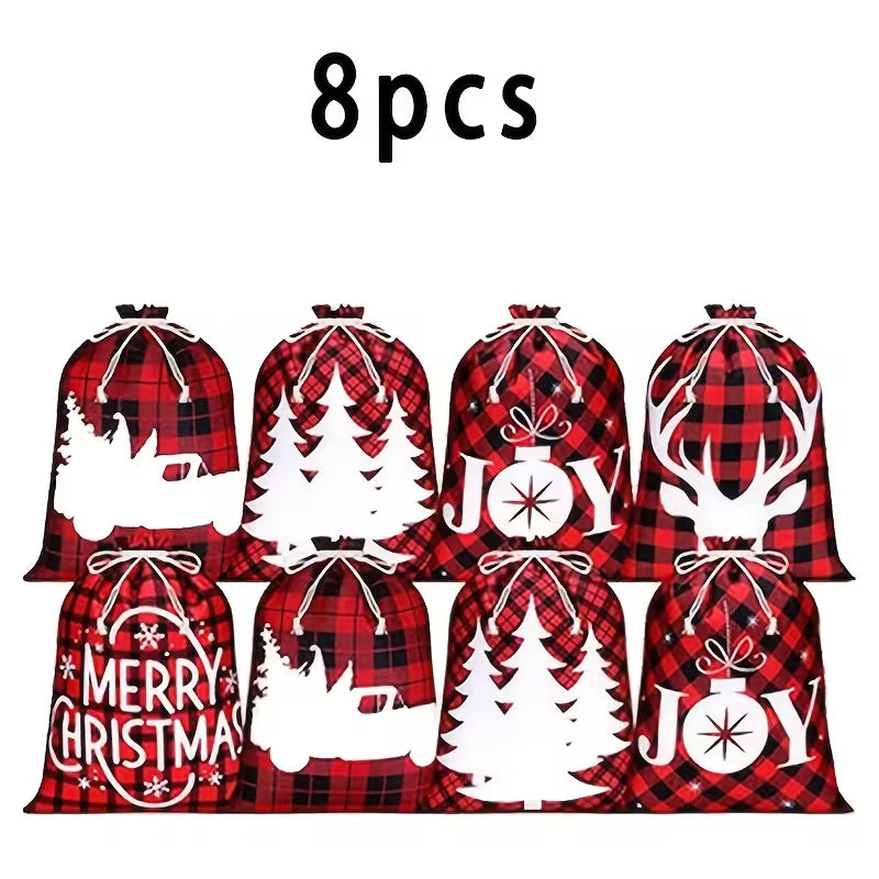 8 stk. Julefest Snøre Gaveposer