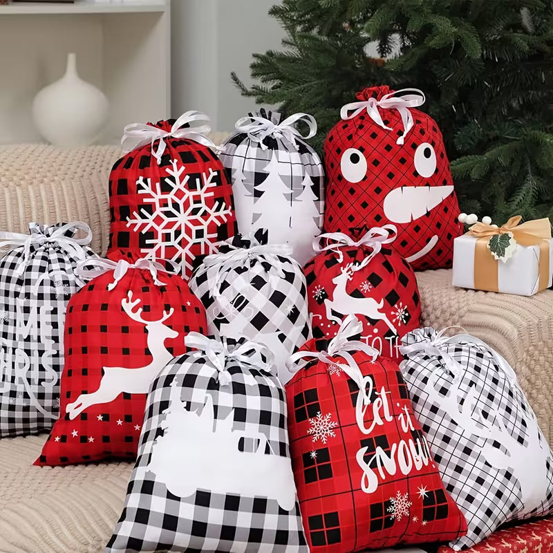 8 stk. Julefest Snøre Gaveposer