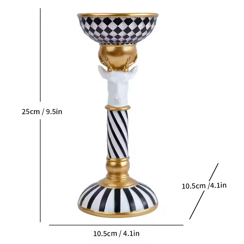 Eksklusiv Resin Dyrehoved Statue – Sort/Hvid Elegance til hele Året