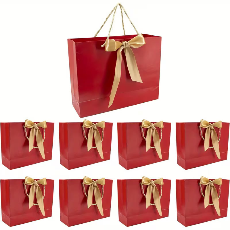 10 stk. Røde Gaveposer med Hanke