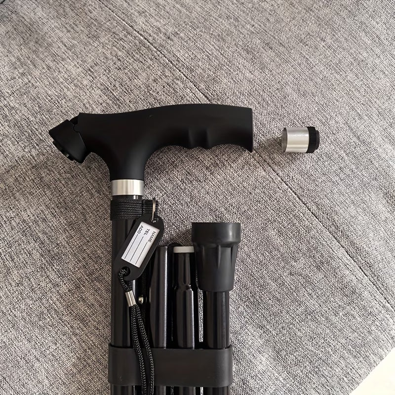 Sammenklappelig Stok med Fire Ben – Ekstra Håndtag, LED-lys og Alarm