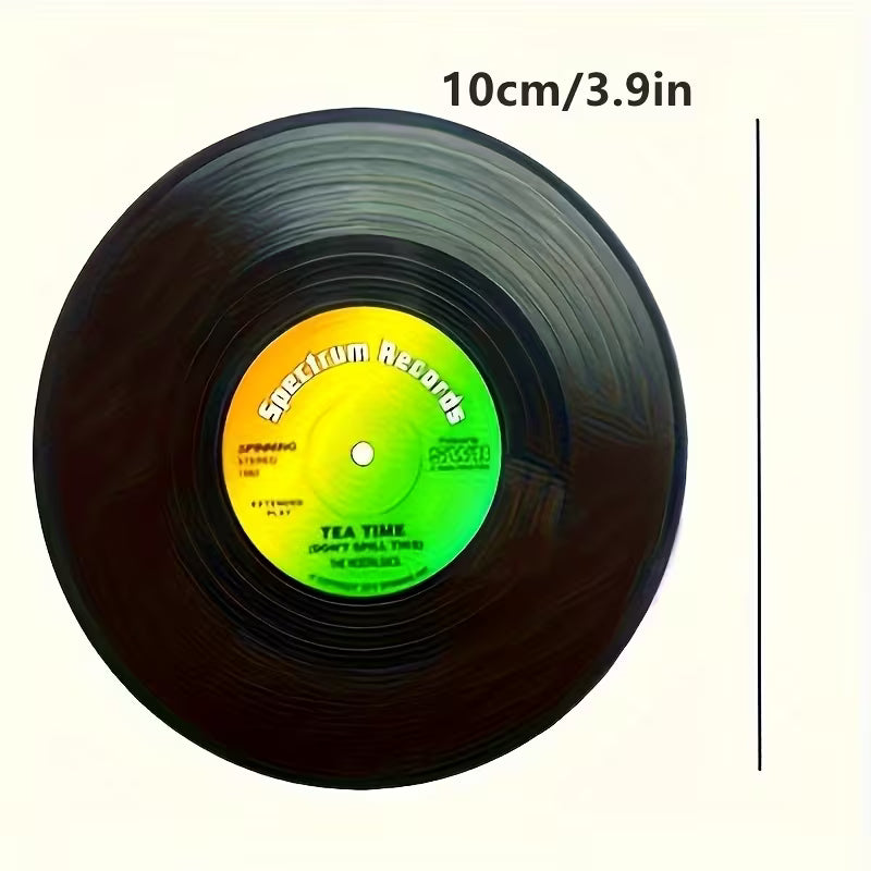 12 stk Retro Vinylplade-stil Træbrikker