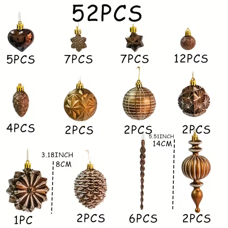 52 stk. Luksus Vintage Julekuglesæt -