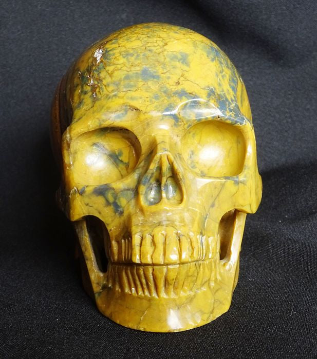 The skull carved into Pietersite crystal