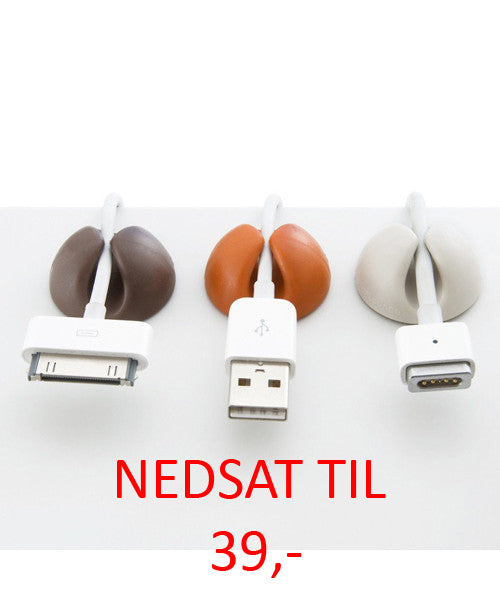 CableDrop 6 stk i farverne sort, hvid og brun