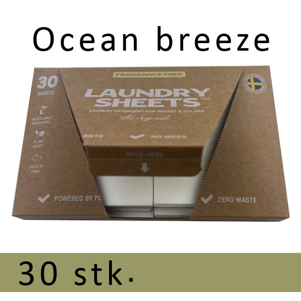 Laundry Sheets – vaskemiddel i ark – Ocean Breeze 30 stk.