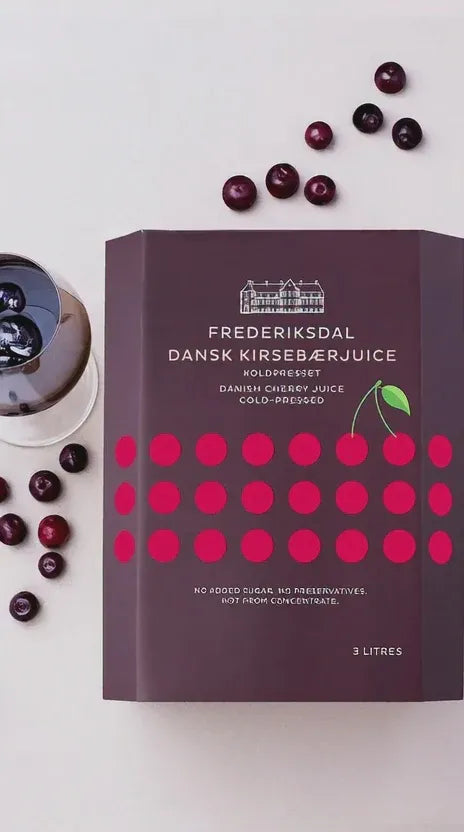 Kirsebærjuice, 3 l fra Frederiksdal Gods (Uden tilsat sukker)