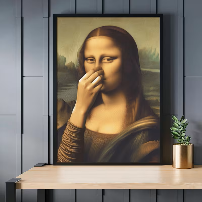 Mona Lisa-parodi med dækket næse 