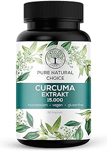 Curcuma ( Gurkemeje ) Extract 15000 – TÜV Testet – Høj dosis: 95 % Curcuminoider – Økologisk gurkemejepulver og Piperine Booster