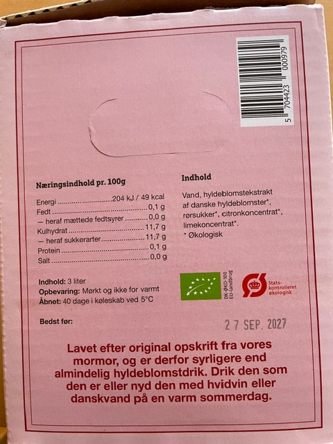 Økologisk Hyldeblomst 3 Liter i Back in Box