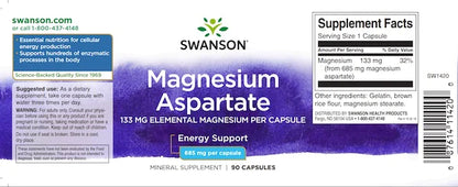 Magnesium Aspartate 90 Capsules * 685 mg.