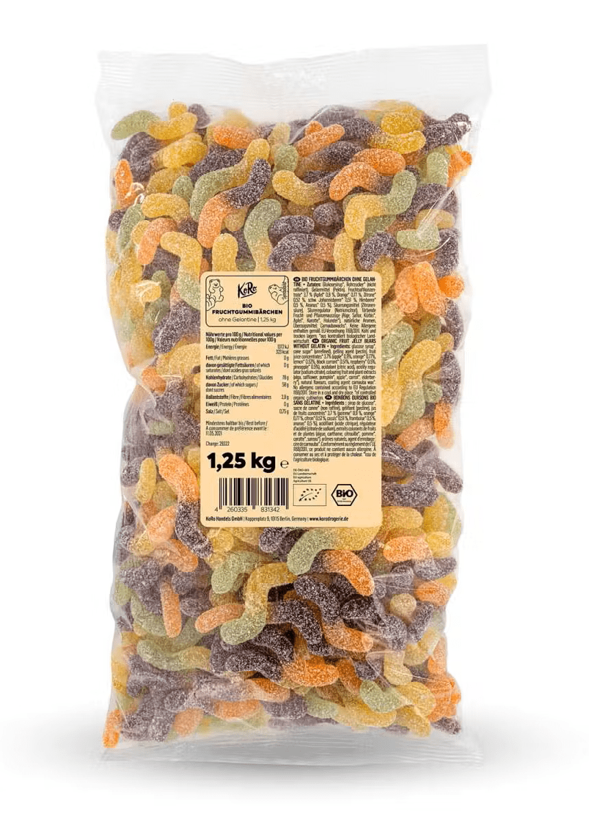 Økologiske sure orme uden gelatine 1,5 kg