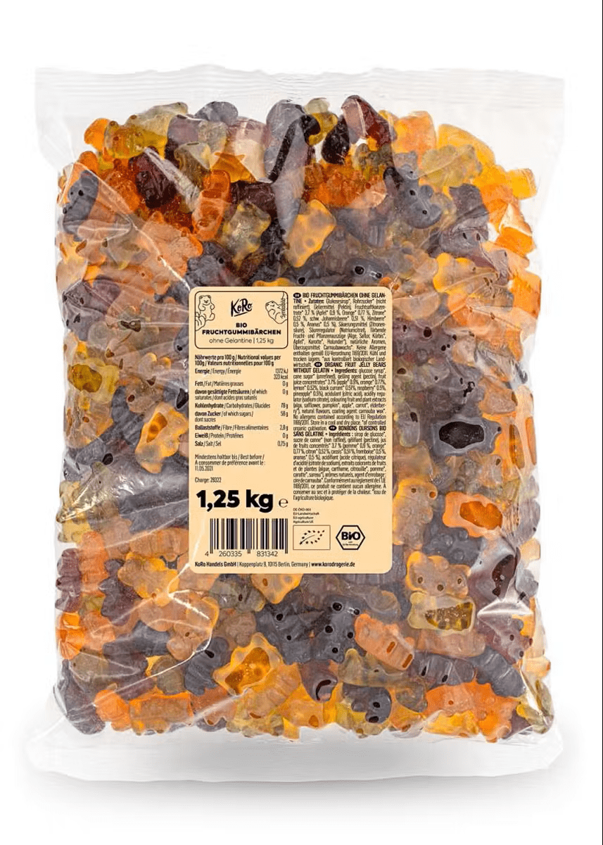 Økologiske vingummibamser uden gelatine 1,25 kg