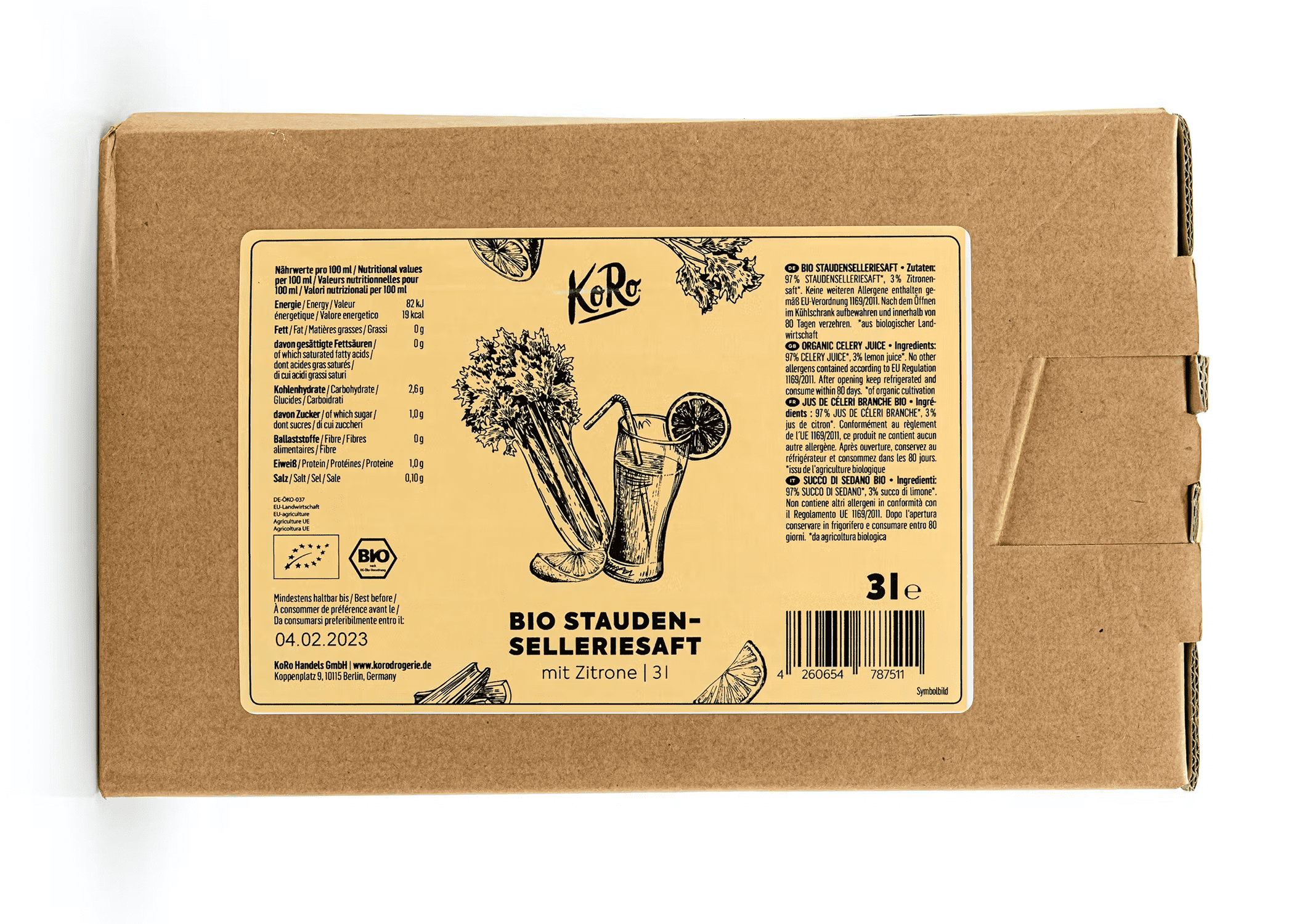 Økologisk bladselleri saft med citron Bag-in-Box 3 l