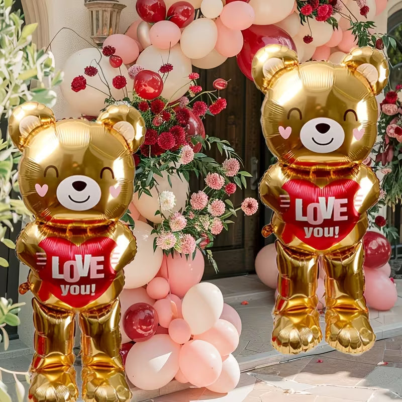 Romantiske Metalbjørne balloner med Hjerter – Perfekt Gave og Dekoration