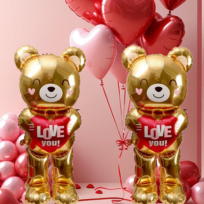 Romantiske Metalbjørne balloner med Hjerter – Perfekt Gave og Dekoration