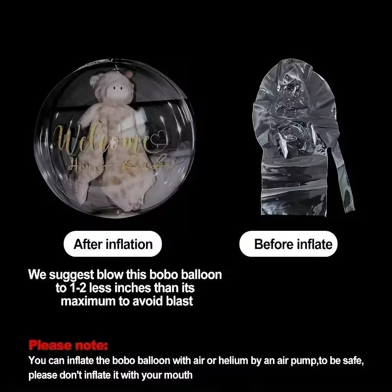 15 store gennemsigtige Bobo-balloner (26/30") - Se Video