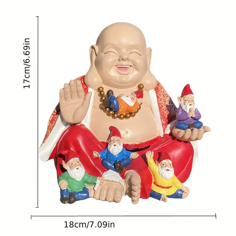 Smilende Buddha med sine Nisse fans