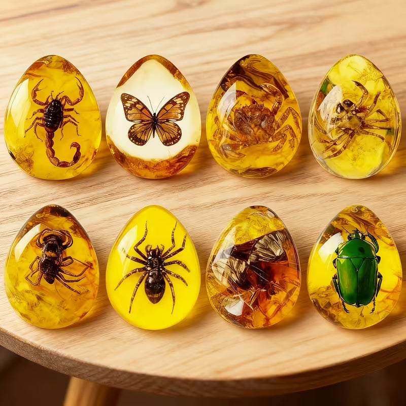 Simuleret ravsæt (2 stk.) med udstillingskasser – pædagogisk og dekorativ gaveidé