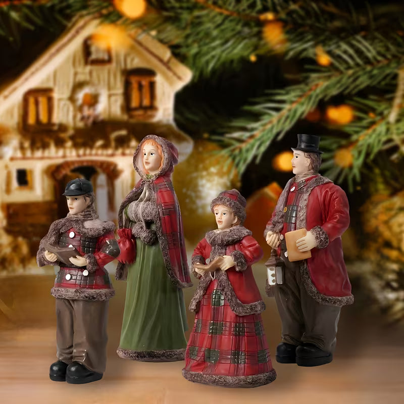 4 Viktorianske Håndmalede Julekrydder-Figurer