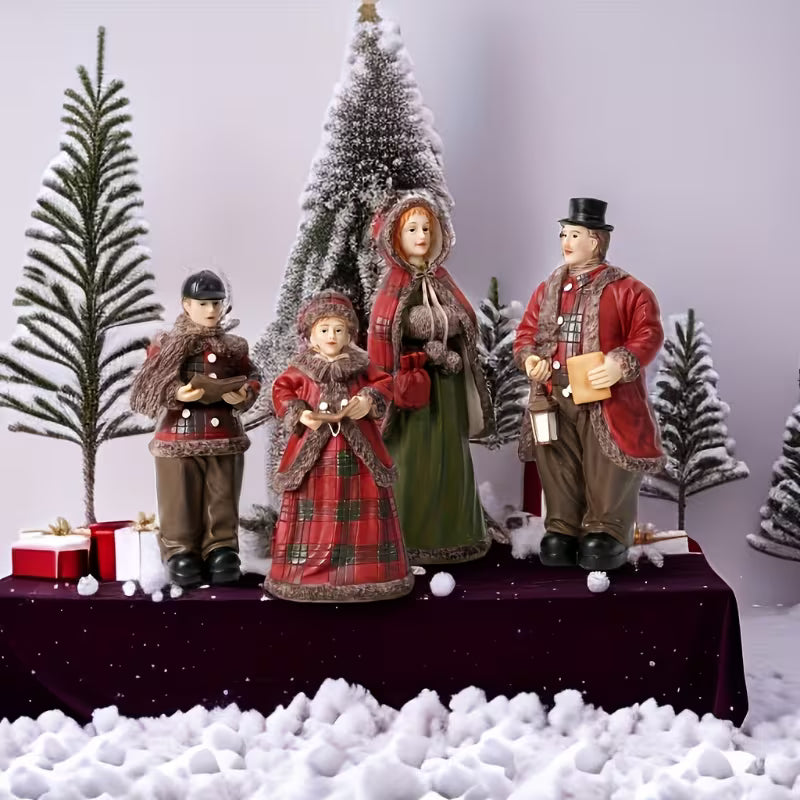 4 Viktorianske Håndmalede Julekrydder-Figurer