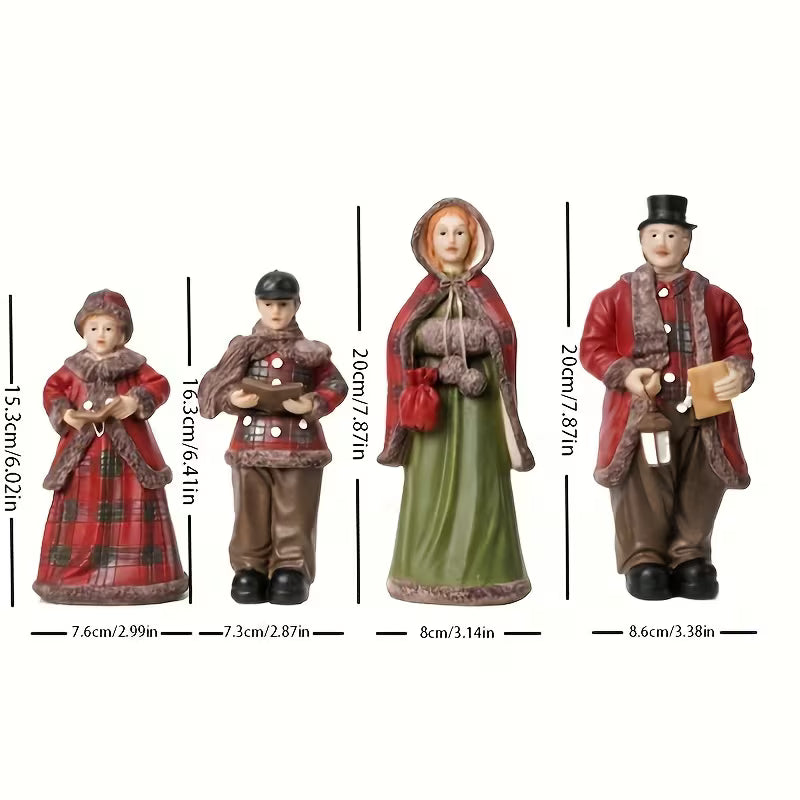 4 Viktorianske Håndmalede Julekrydder-Figurer