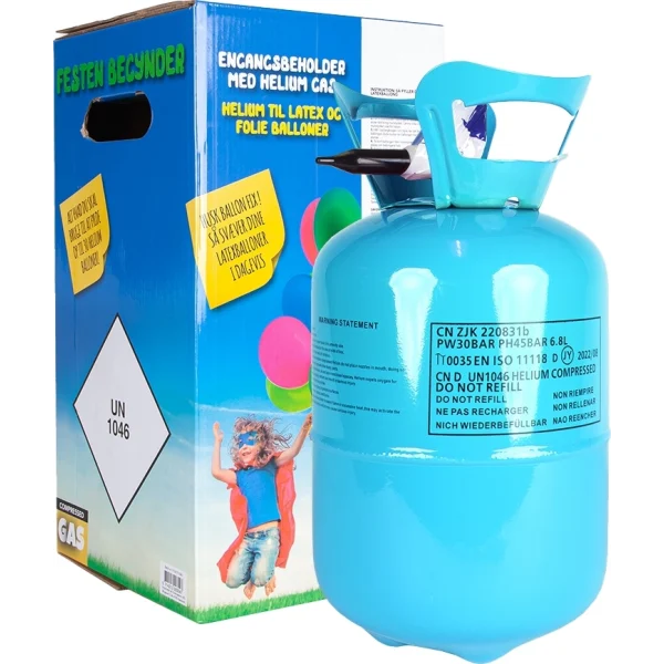Helium ballongas,((0,38m³) Nok til at kunne puste 50 balloner op