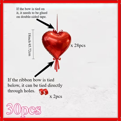 28 Røde Hjertefolieballoner – med Bånd til Hver Anledning (Se video)