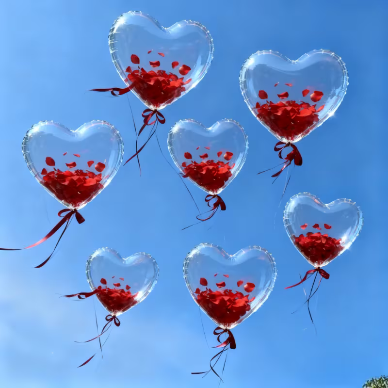 6 Hjerteballoner &amp; 500 Rosenblade ( Se video )