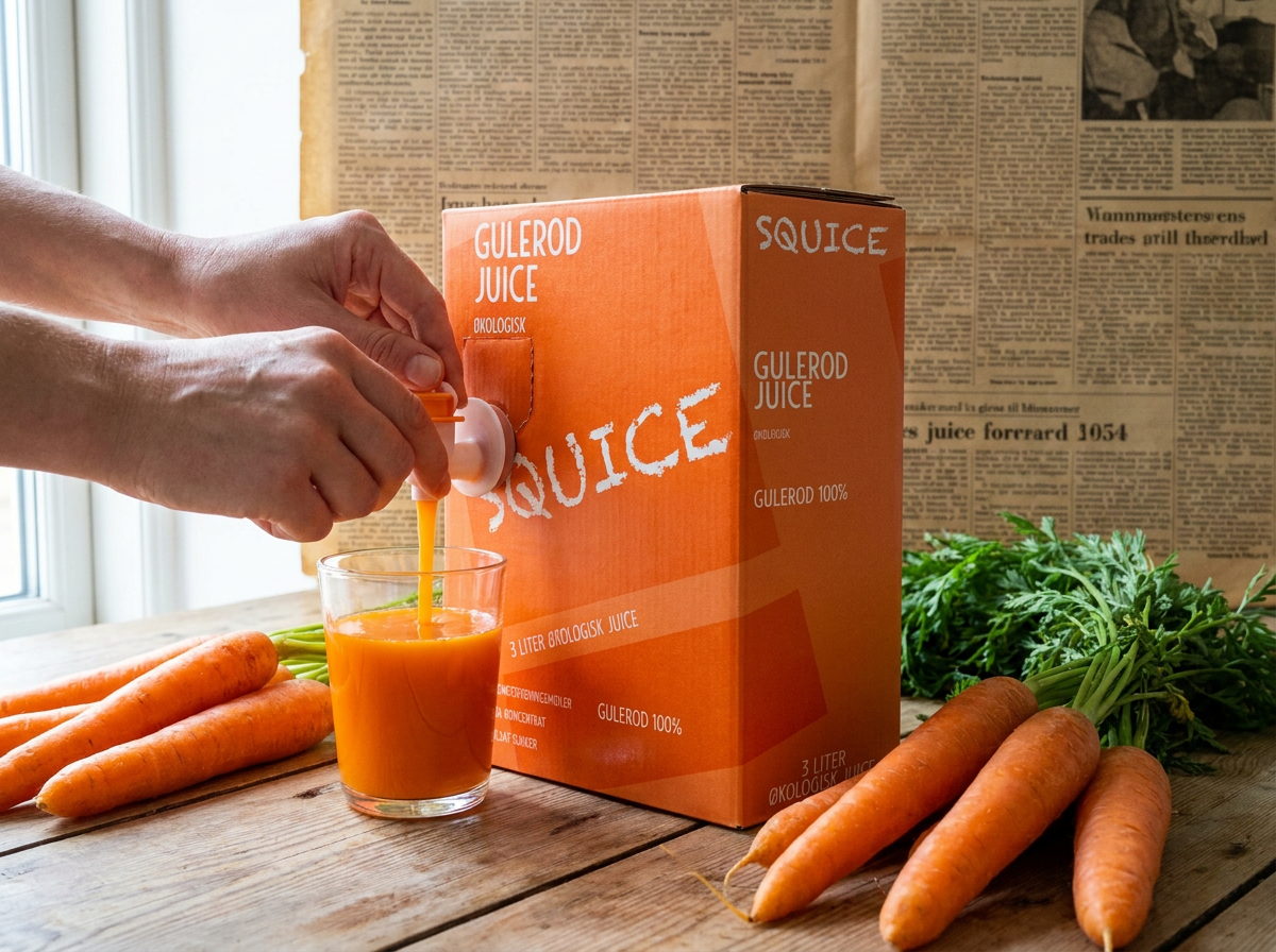 Økologisk presset gulerod og citron juice