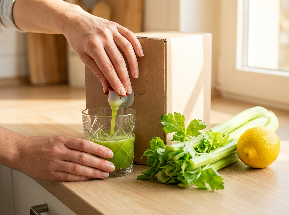 Økologisk bladselleri saft med citron Bag-in-Box 3 l - Altideals.dk