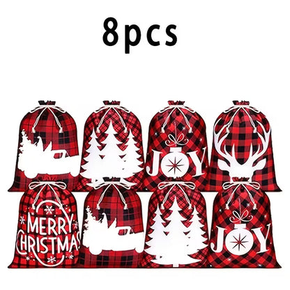 8 stk. Julefest Snøre Gaveposer