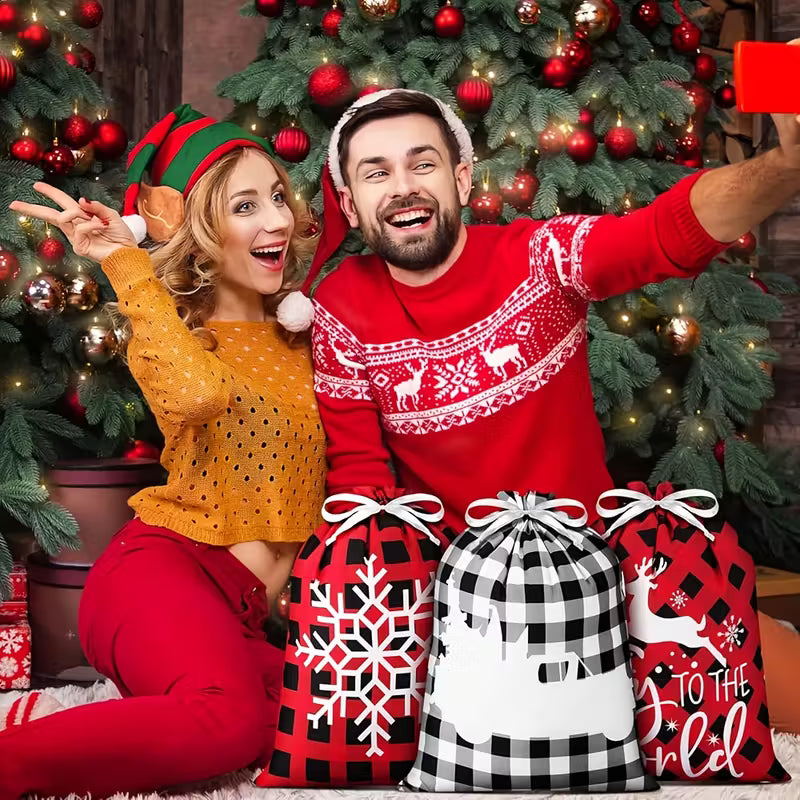 8 stk. Julefest Snøre Gaveposer