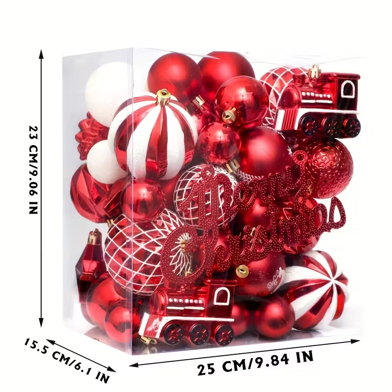 Stort julepyntesæt med 65 skinnende kugler