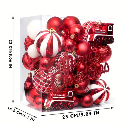 Stort julepyntesæt med 65 skinnende kugler