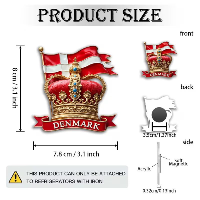 Elegant Danmark Emblem Magnet – Kongelig Glans til Hjem og Kontor