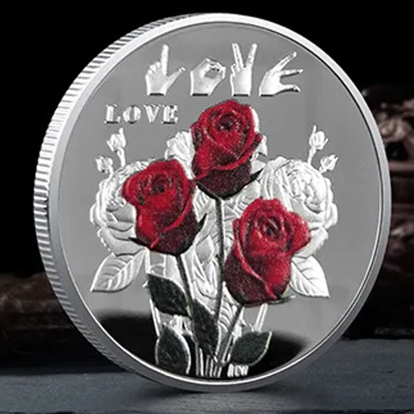 Lykke mønt med roser