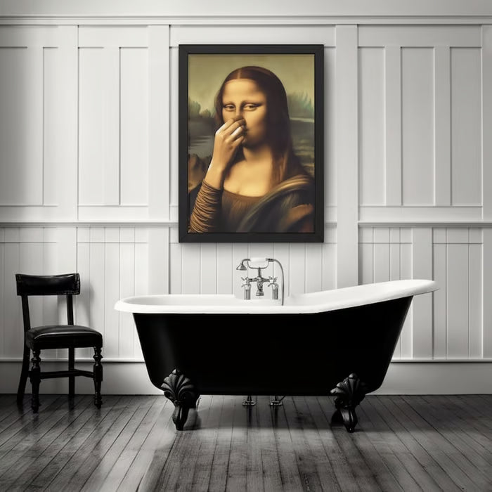 Et humoristisk Mona Lisa-billede til toilettet ( Uden ramme )