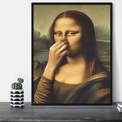 Et humoristisk Mona Lisa-billede til toilettet ( Uden ramme )