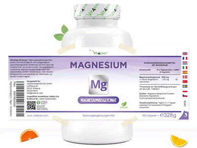 Magnesium Bisglycinat - 240 kapsler - Laboratorietestet - Vegansk - Højdosis