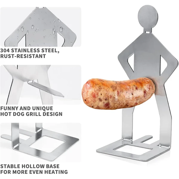 Sjov BBQ Hotdog-Holder i Rustfrit Stål – 4 stk