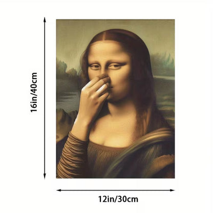 Humoristisk Mona Lisa-parodi med dækket næse ( Er i ramme )