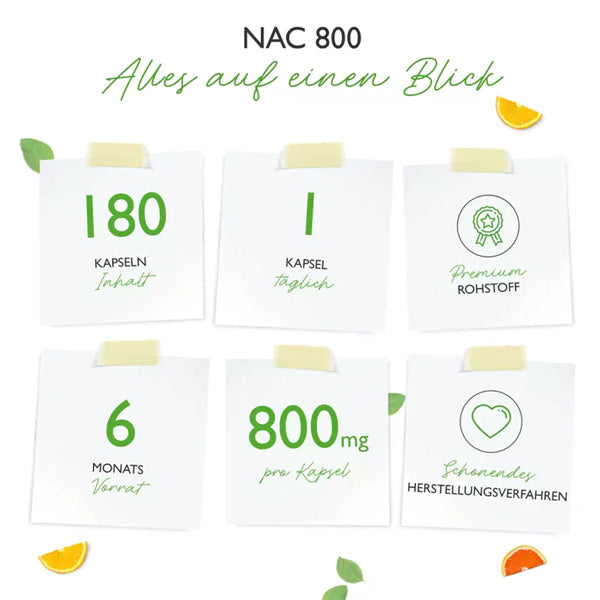 Nac-N-Acetyl L-cystein, 800 mg, 180 vaganske kapsler