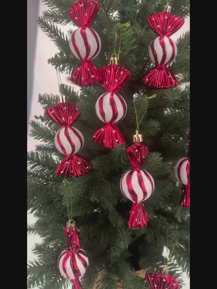 5 stk. klassiske julepyntekugler med slikemotiver