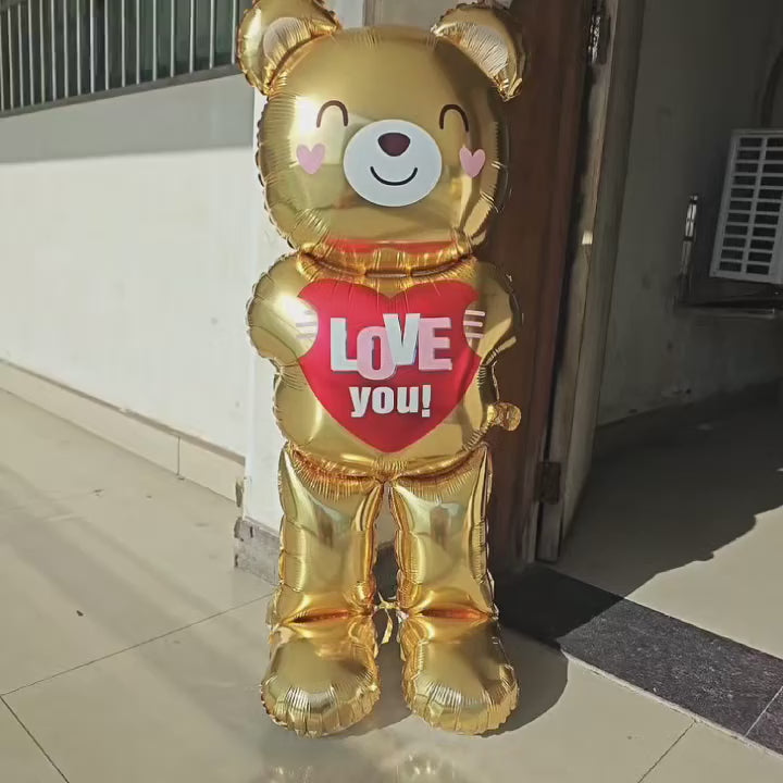 Romantiske Metalbjørne balloner med Hjerter – Perfekt Gave og Dekoration