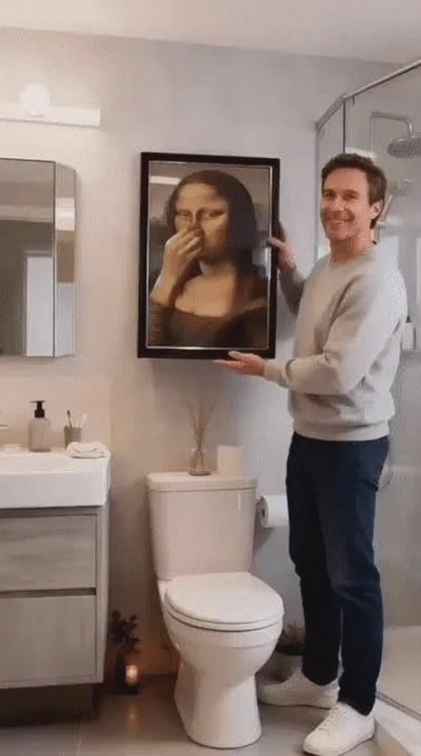 Et humoristisk Mona Lisa-billede til toilettet ( Uden ramme )